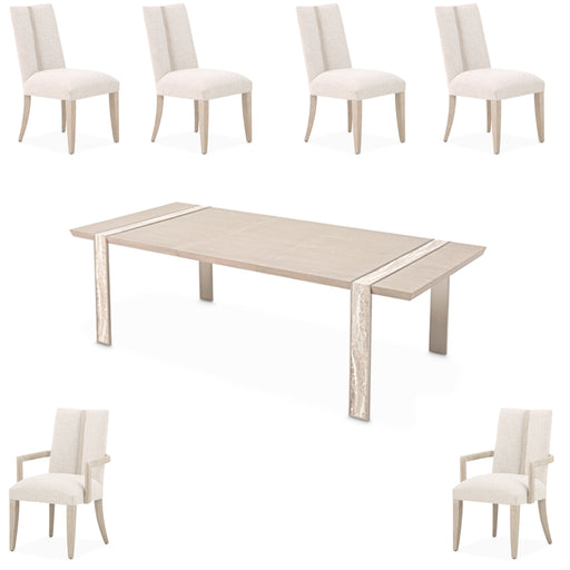 AICO Furniture - Lotus Bay 7 Piece Wide Dining Table Set in Sand - 9030002-138-7SET - GreatFurnitureDeal