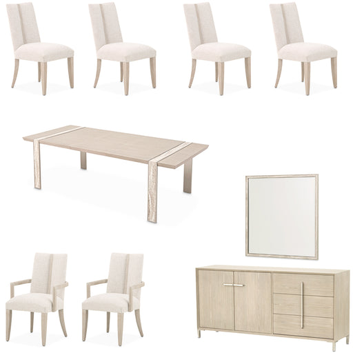 AICO Furniture - Lotus Bay 9 Piece Wide Dining Table Set in Sand - 9030002-138-9SET - GreatFurnitureDeal