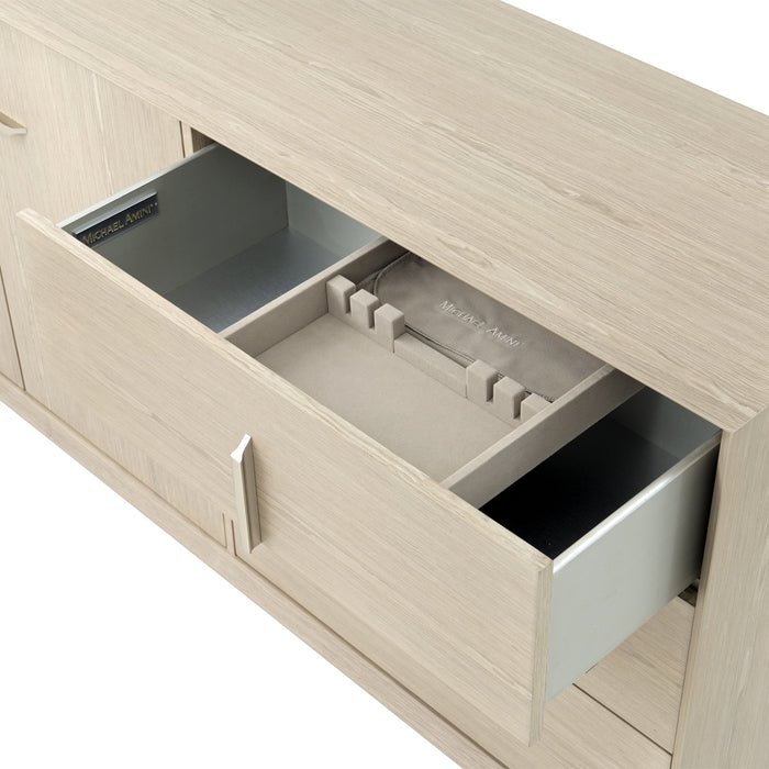 AICO Furniture - Lotus Bay 9 Piece Narrow Dining Table Set in Sand - 9030000-138-9SET