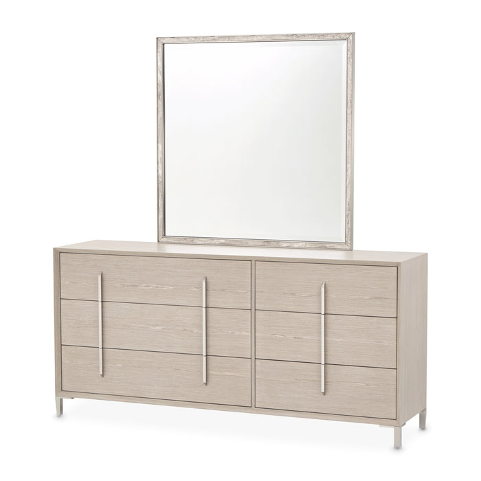 AICO Furniture - Lotus Bay Large Dresser with Mirror in Sand - 9030051SA-260-138 - GreatFurnitureDeal