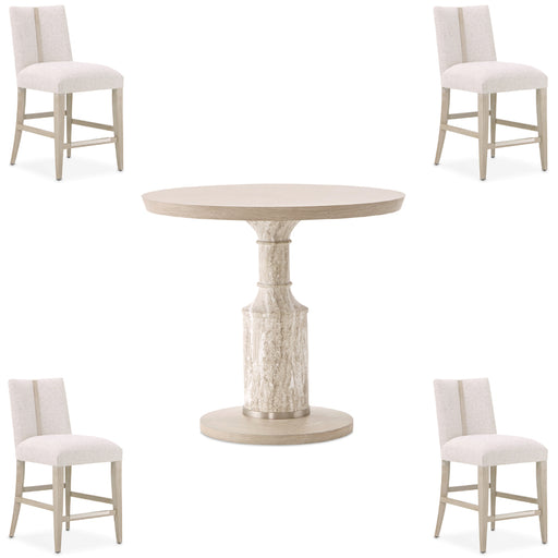 AICO Furniture - Lotus Bay 5 Piece 40'' Round Gathering Table Set in Sand - 9030304-138-5SET - GreatFurnitureDeal