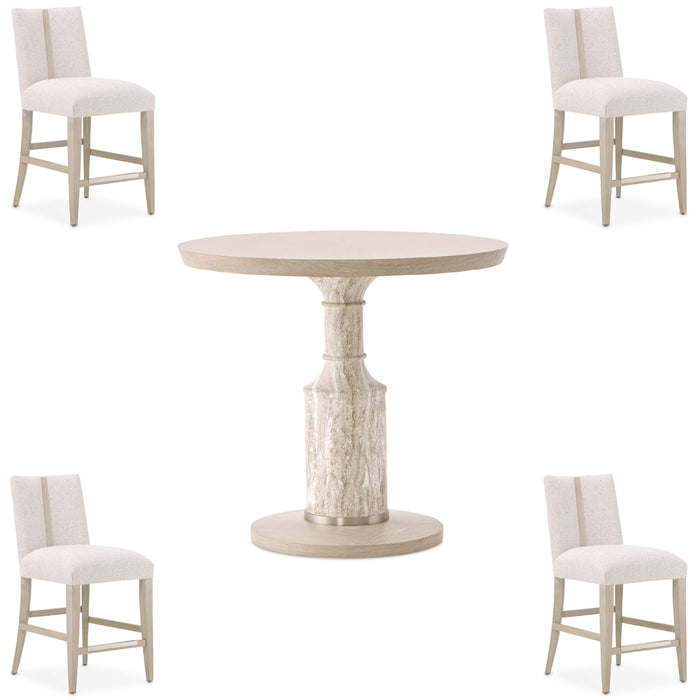 AICO Furniture - Lotus Bay 5 Piece 40'' Round Gathering Table Set in Sand - 9030304-138-5SET - GreatFurnitureDeal