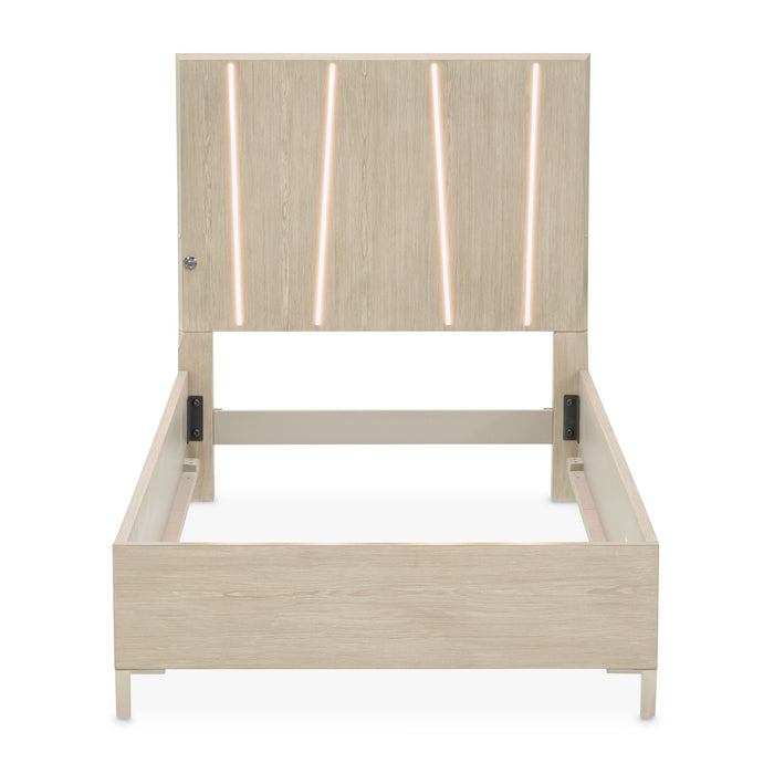 AICO Furniture - Lotus Bay 5 Piece Twin Panel Bedroom Set with LED Lights in Sand - 9030713TN-138-5SET - GreatFurnitureDeal