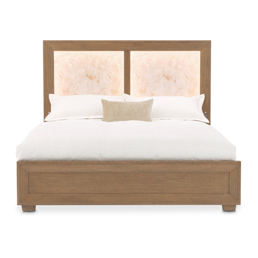 AICO Furniture - Portrait Queen Panel Bed with LED Lights in Sienna Brown - 9031000QN3-225 - GreatFurnitureDeal