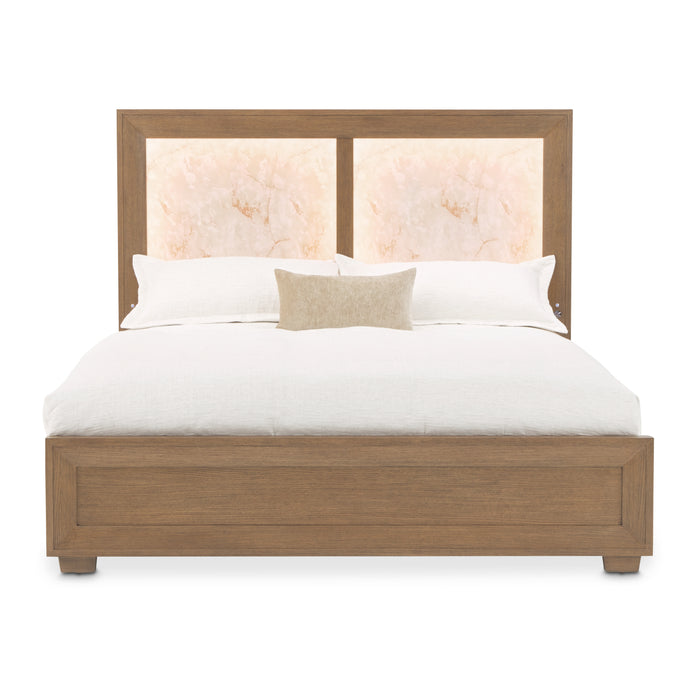 AICO Furniture - Portrait Queen Panel Bed with LED Lights in Sienna Brown - 9031000QN3-225 - GreatFurnitureDeal