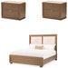 AICO Furniture - Portrait 3 Piece King Panel Bedroom Set with LED Lights in Sienna Brown - 9031000EK3-042-225-3SET - GreatFurnitureDeal
