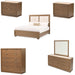 AICO Furniture - Portrait 6 Piece King Panel Bedroom Set with LED Lights in Sienna Brown - 9031000EK3-042-225-6SET - GreatFurnitureDeal