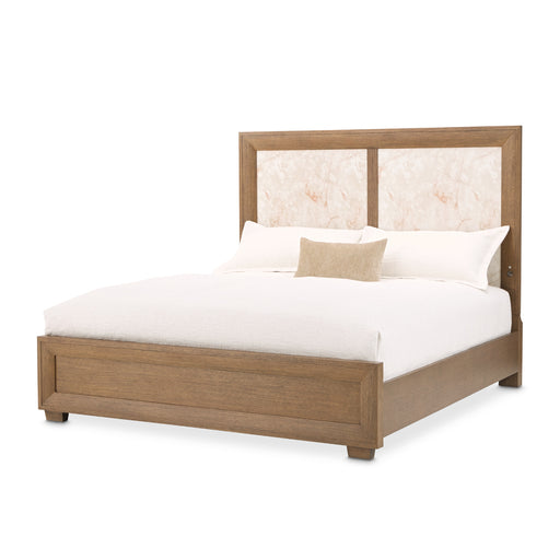 AICO Furniture - Portrait 3 Piece King Panel Bedroom Set with LED Lights in Sienna Brown - 9031000EK3-042-225-3SET - GreatFurnitureDeal
