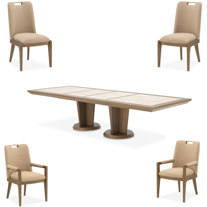 AICO Furniture - Portrait 5 Piece Dining Room Set in Sienna Brown - 9031002-225-5SET - GreatFurnitureDeal