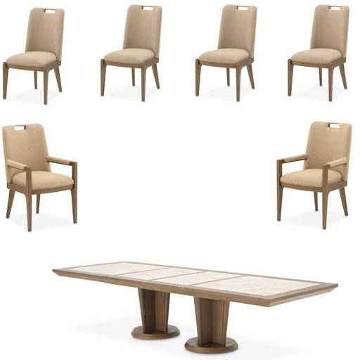AICO Furniture - Portrait 7 Piece Dining Room Set in Sienna Brown - 9031002-225-7SET - GreatFurnitureDeal