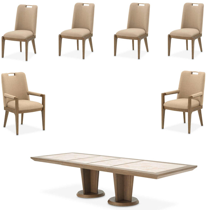 AICO Furniture - Portrait 7 Piece Dining Room Set in Sienna Brown - 9031002-225-7SET - GreatFurnitureDeal