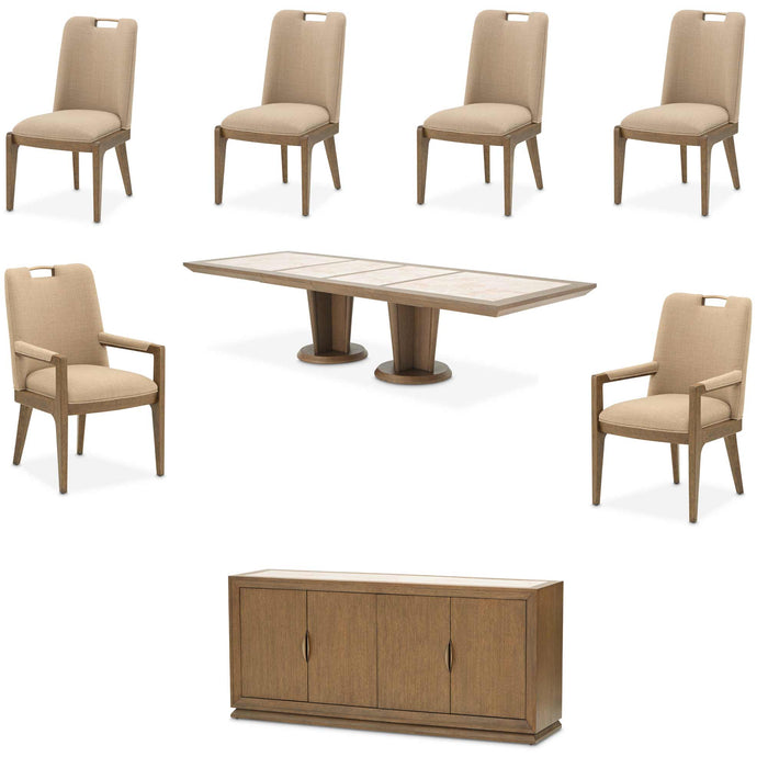 AICO Furniture - Portrait 8 Piece Dining Room Set in Sienna Brown - 9031002-225-8SET - GreatFurnitureDeal
