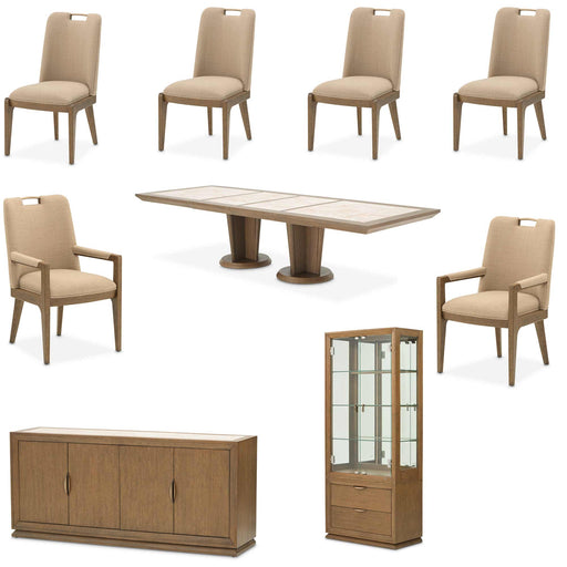 AICO Furniture - Portrait 9 Piece Dining Room Set in Sienna Brown - 9031002-225-9SET - GreatFurnitureDeal