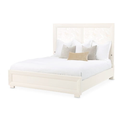 AICO Furniture - Portrait King Panel Bed with LED Lights in Alabaster White - 9031014EK3-145 - GreatFurnitureDeal