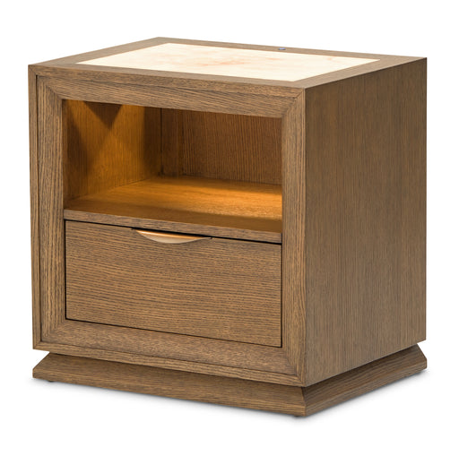 AICO Furniture - Portrait 1-Drawer Nightstand with LED Lights in Sienna Brown - 9031040-225 - GreatFurnitureDeal