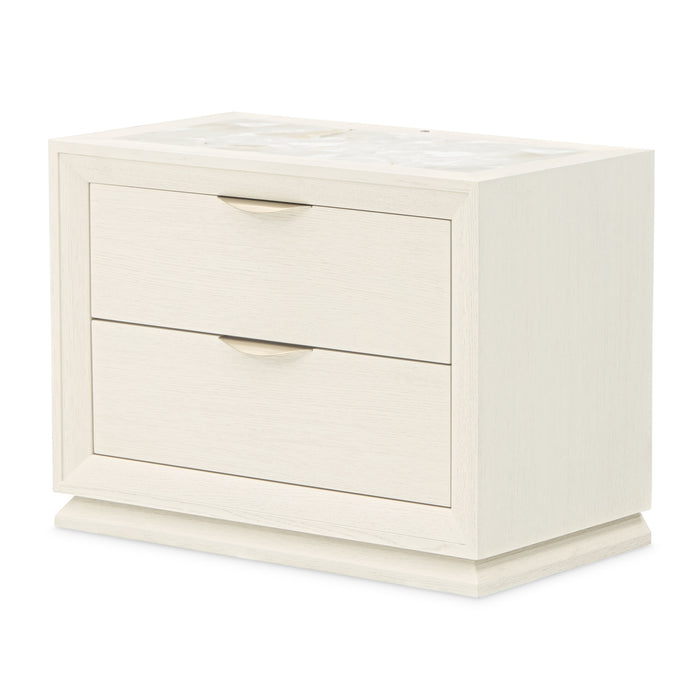 AICO Furniture - Portrait 2-Drawer Nightstand with LED Lights in Alabaster White - 9031042-145