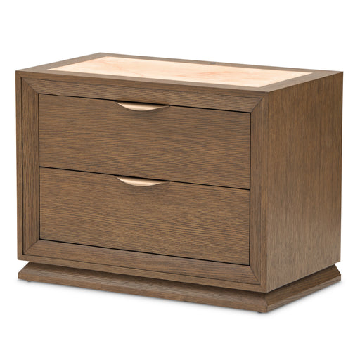 AICO Furniture - Portrait 2-Drawer Nightstand with LED Lights in Sienna Brown - 9031042-225 - GreatFurnitureDeal