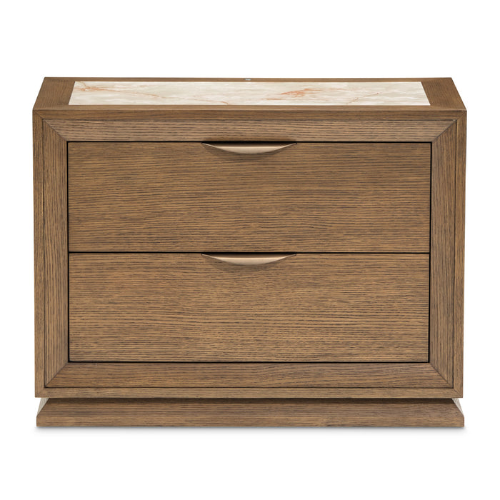AICO Furniture - Portrait 2-Drawer Nightstand with LED Lights in Sienna Brown - 9031042-225 - GreatFurnitureDeal