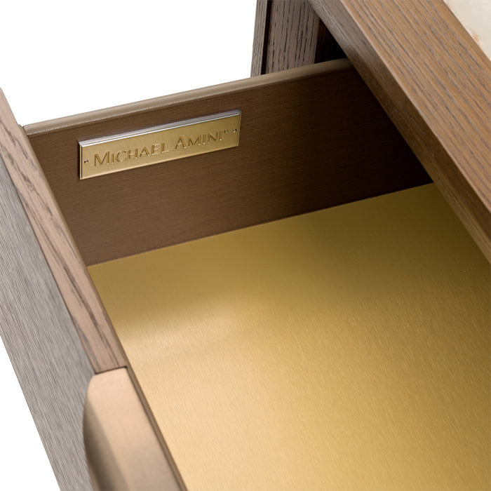 AICO Furniture - Portrait 2-Drawer Nightstand with LED Lights in Sienna Brown - 9031042-225 - GreatFurnitureDeal