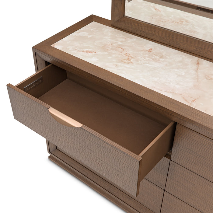 AICO Furniture - Portrait Small Dresser with LED Lights in Sienna Brown - 9031050SA-225