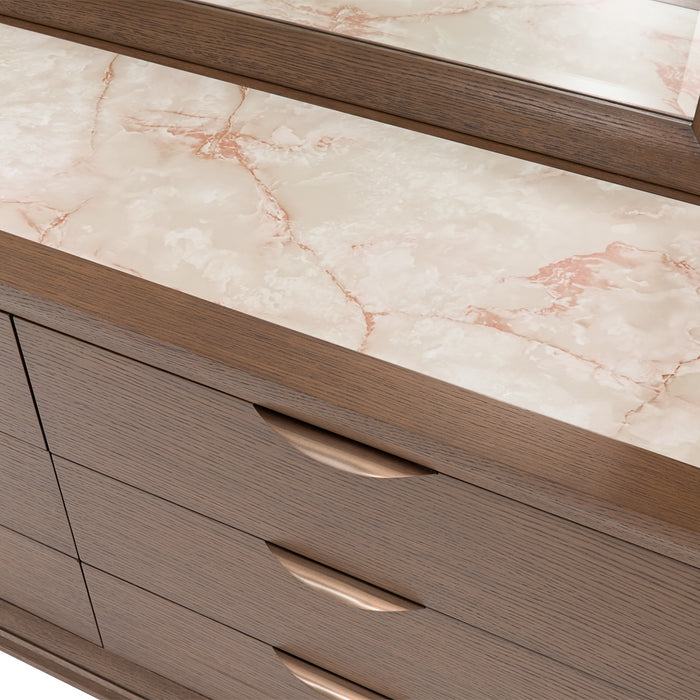 AICO Furniture - Portrait Small Dresser with LED Lights in Sienna Brown - 9031050SA-225