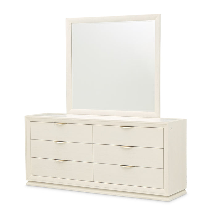 AICO Furniture - Portrait Dresser with Mirror in Alabaster White - 9031051SA-260-145