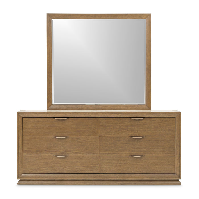 AICO Furniture - Portrait 5 Piece King Panel Bedroom Set with LED Lights in Sienna Brown - 9031000EK3-042-225-5SET