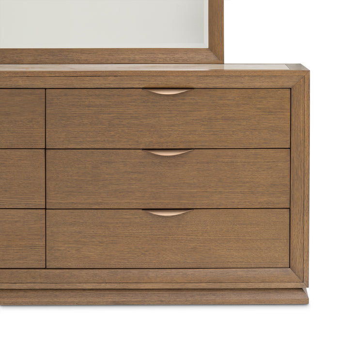 AICO Furniture - Portrait 5 Piece King Panel Bedroom Set with LED Lights in Sienna Brown - 9031000EK3-225-5SET