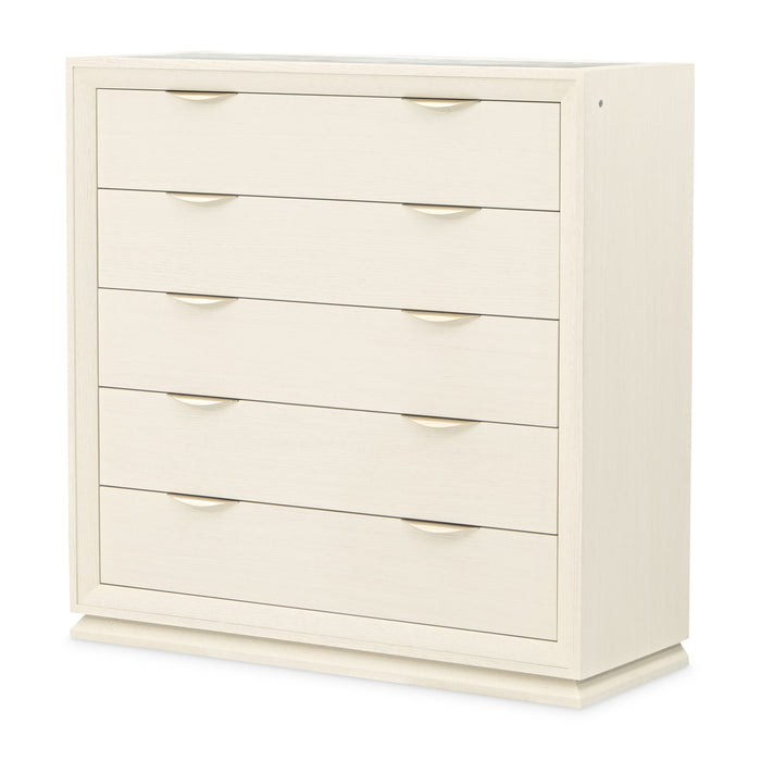AICO Furniture - Portrait 5-Drawer Chest with LED Light in Alabaster White - 9031070SA-145