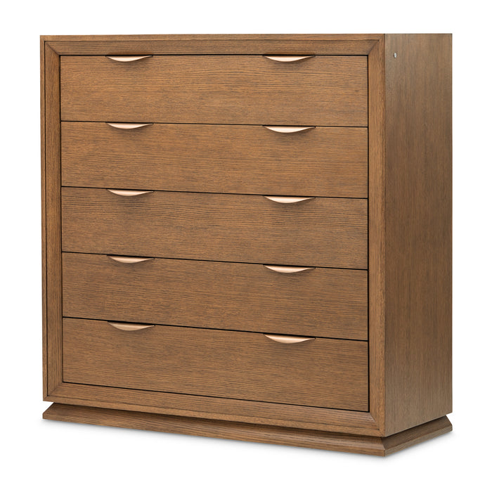 AICO Furniture - Portrait 5-Drawer Chest in Sienna Brown - 9031070SA-225 - GreatFurnitureDeal