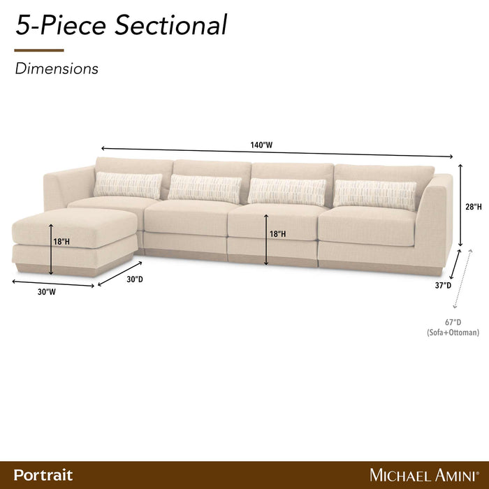 AICO Furniture - Portrait 5 Piece Sectional in Toffee - Sienna Brown - 90318-5PCSET-225 - GreatFurnitureDeal