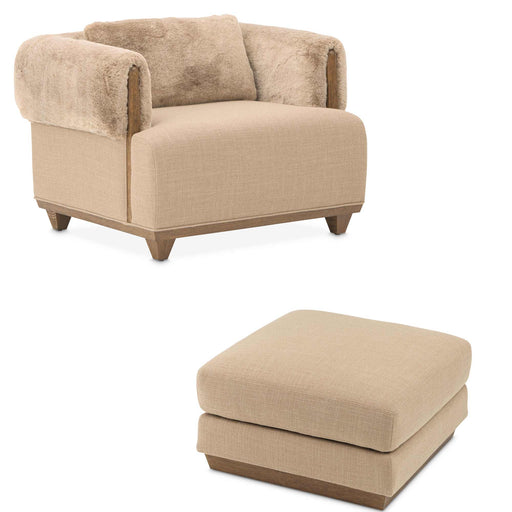 AICO Furniture - Portrait Accent Chair with Ottoman in Toffee - Sienna Brown - 9031834-877-TOFFE-225 - GreatFurnitureDeal