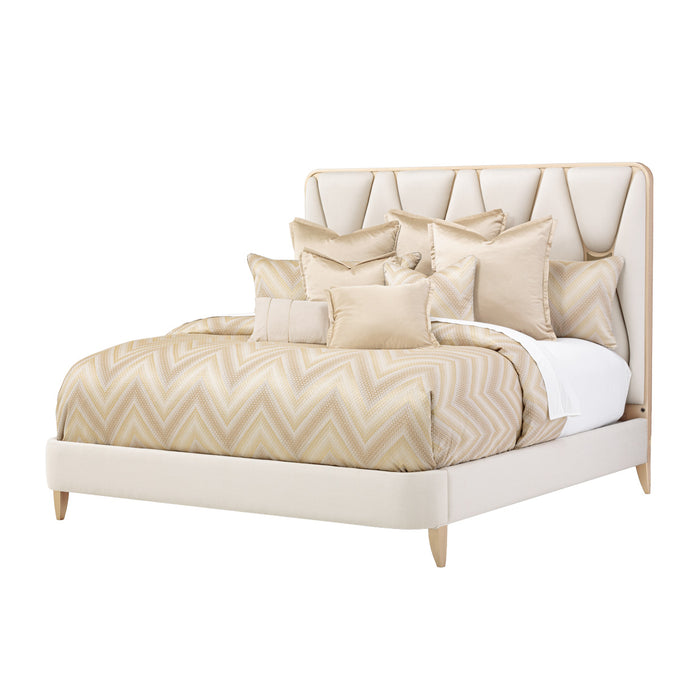 AICO Furniture - La Rachelle California King Upholstered Panel Bed in Medium Champagne - 9034000CK-136 - GreatFurnitureDeal