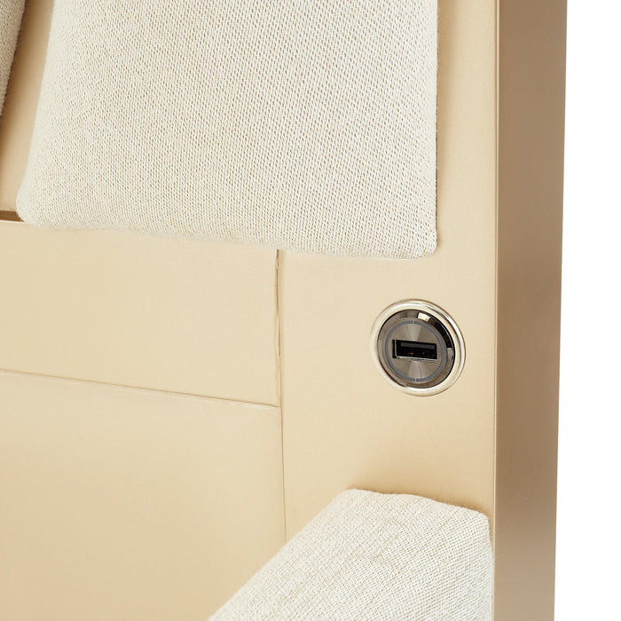 AICO Furniture - La Rachelle King Upholstered Panel Bed in Medium Champagne - 9034000EK-136 - GreatFurnitureDeal