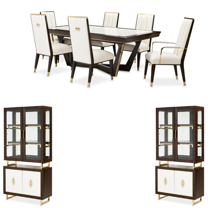 AICO Furniture - Belmont Place 9 Piece Rectangular Dining Table Set in Espresso - N9085000-N9085209-409-9SET - GreatFurnitureDeal