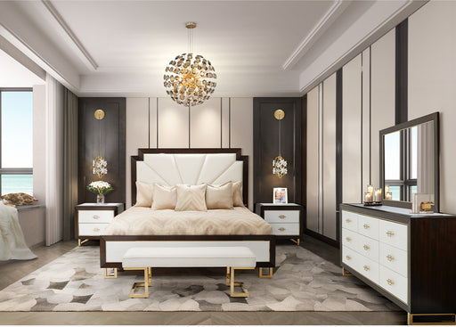 AICO Furniture - Belmont Place 3 Piece Cal. King Upholstered Bedroom Set - Espresso - N9085000CK3-409-3SET - GreatFurnitureDeal