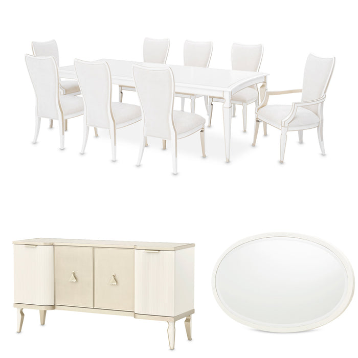 AICO Furniture - La Marisia 10 Piece Rectangular Dining Room Set - Creamy Pearl - 9089000-112-10SET - GreatFurnitureDeal