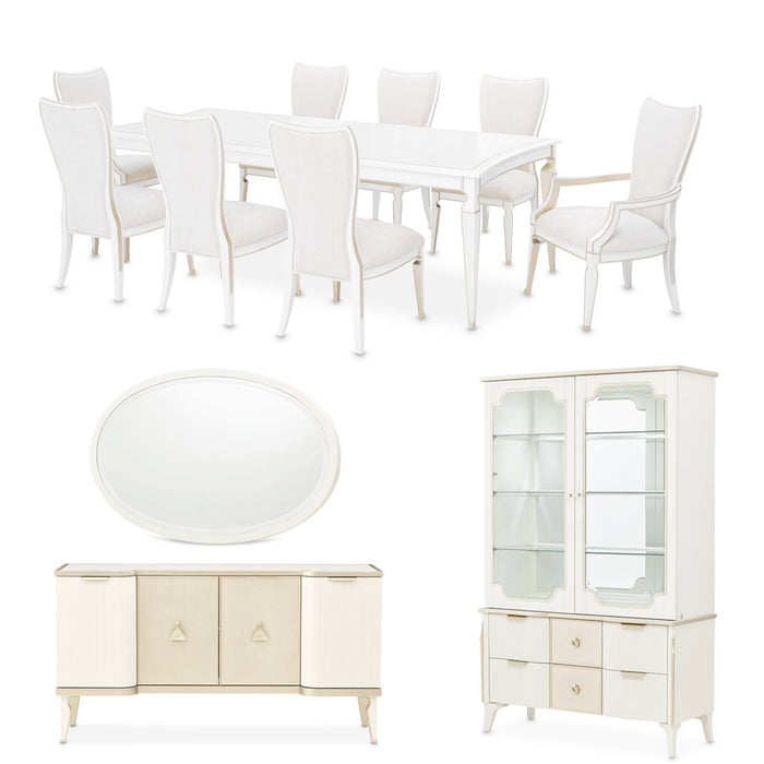 AICO Furniture - La Marisia 12 Piece Rectangular Dining Room Set - Creamy Pearl - 9089000-112-12SET - GreatFurnitureDeal
