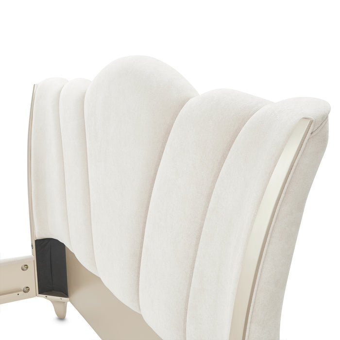 AICO Furniture - La Marisia 5 Piece King Upholstered Bedroom Set in Creamy Pearl - 9089000EK3-112-5SET - GreatFurnitureDeal