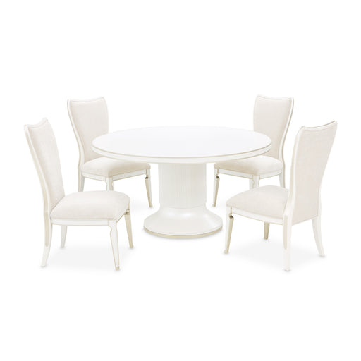 AICO Furniture - La Marisia 6 Piece Round Dining Room Set - Creamy Pearl - 9089001-112-6SET - GreatFurnitureDeal