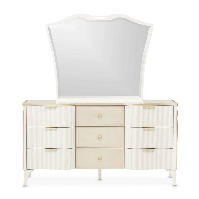 AICO Furniture - La Marisia Dresser with Mirror - Creamy Pearl - 9089050SA-060-112 - GreatFurnitureDeal