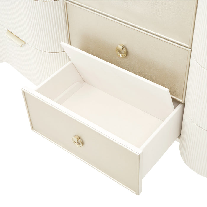 AICO Furniture - La Marisia Dresser with Mirror - Creamy Pearl - 9089050SA-060-112 - GreatFurnitureDeal