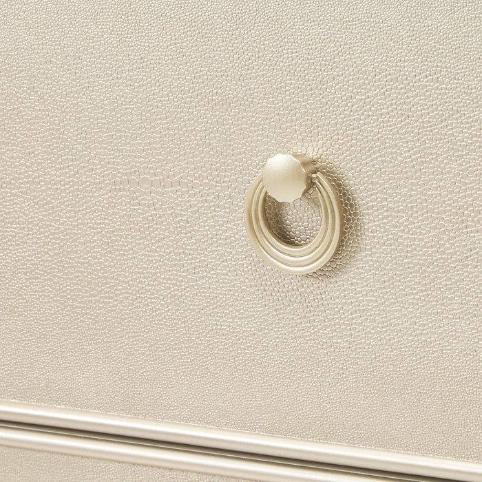 AICO Furniture - La Marisia 7 Piece King Upholstered Bedroom Set in Creamy Pearl - 9089000EK3-112-7SET