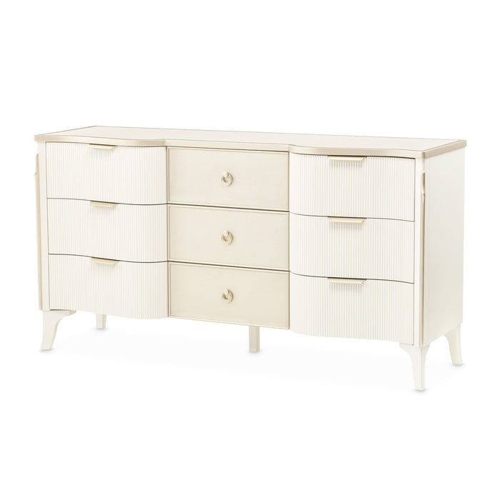 AICO Furniture - La Marisia Dresser with Mirror - Creamy Pearl - 9089050SA-060-112 - GreatFurnitureDeal