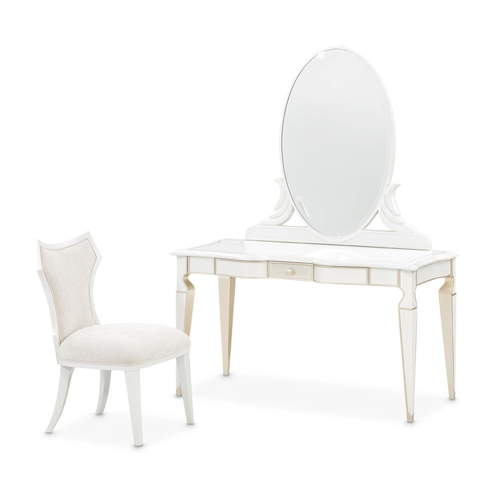 AICO Furniture - La Marisia Vanity Desk with Mirror and Chair - Creamy Pearl - 9089058VAN3-112 - GreatFurnitureDeal