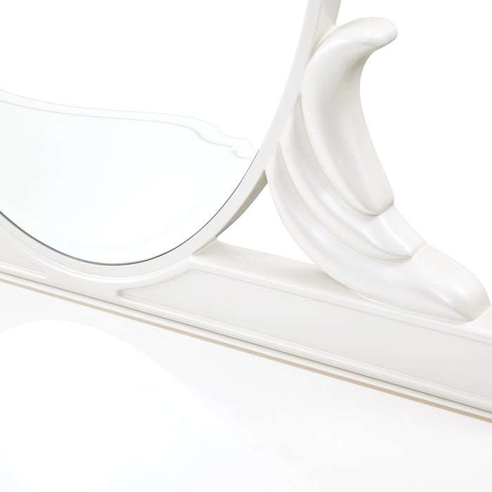AICO Furniture - La Marisia Vanity Desk with Mirror and Chair - Creamy Pearl - 9089058VAN3-112 - GreatFurnitureDeal