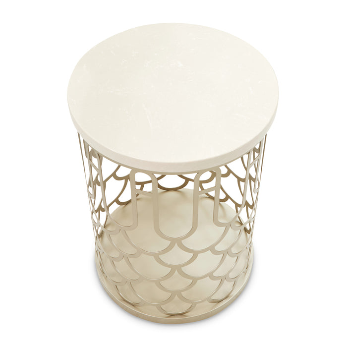 AICO Furniture - La Marisia Marble Chairside Table - Creamy Pearl/Champagne - 9089225-112 - GreatFurnitureDeal