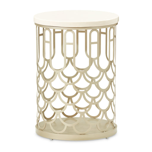 AICO Furniture - La Marisia Marble Chairside Table - Creamy Pearl/Champagne - 9089225-112 - GreatFurnitureDeal