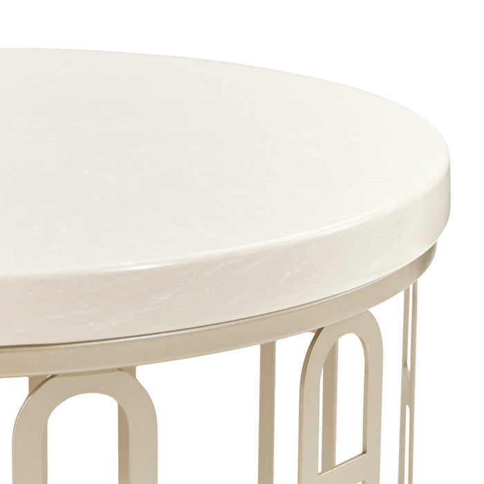 AICO Furniture - La Marisia Marble Chairside Table - Creamy Pearl/Champagne - 9089225-112 - GreatFurnitureDeal