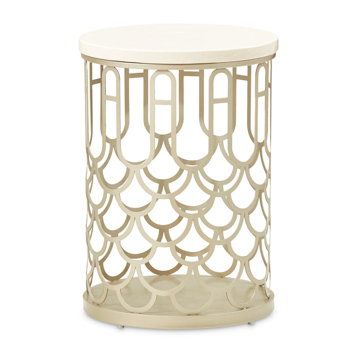 AICO Furniture - La Marisia Marble Chairside Table - Creamy Pearl/Champagne - 9089225-112 - GreatFurnitureDeal